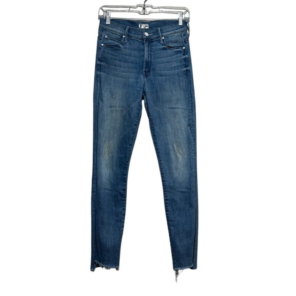 MOTHER Stunner Zip Ankle Step Fray Jeans Size 25 Good Girls Do Blue - Picture 1 of 12